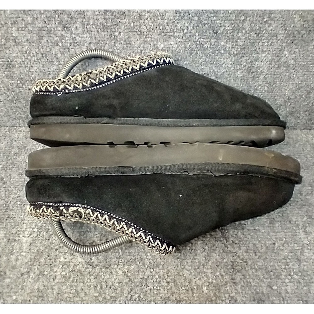 UGG Tasman Slipper Women Size 10 Black Suede Shearling Lined Embroidered Braid - Picture 5 of 12